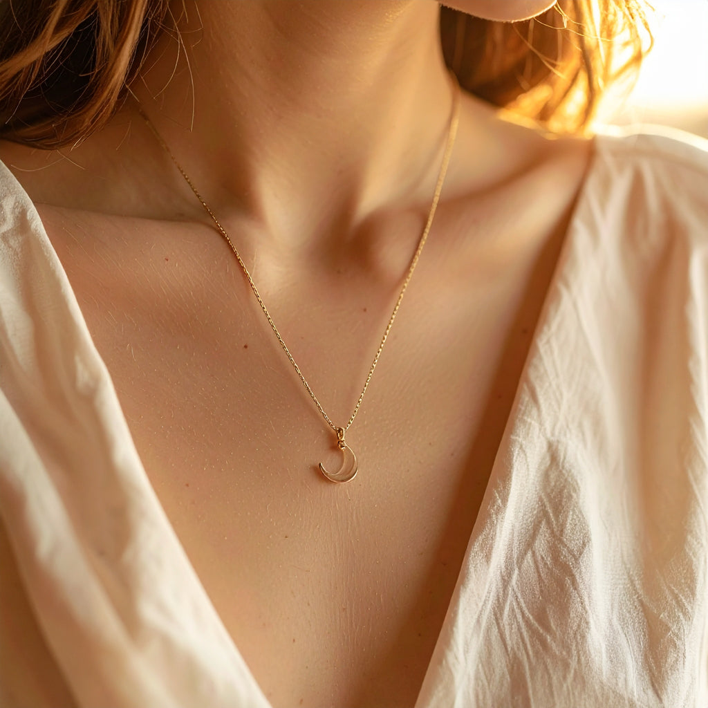 Minimalist Crescent Moon Pendant Necklace