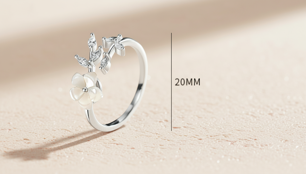 Minimalist Flower Leaf Ring in 925 Sterling Silver – Adjustable Women’s Ring